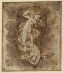 Teckning till änglarna i Sankt Mikaels valv, ca 1511-74 (penna, bläck och lav)