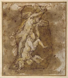 Teckning till änglarna i Sankt Mikaels valv, ca 1511-74 (penna, bläck och lav)