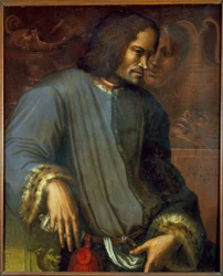 Laurent de Medici (1449 - 1492) (Laurent the Magnifico: Lorenzo the Magnifico). Målning av Giorgio Vasari (1511 - 1574). Uffizimuseet. Florens.