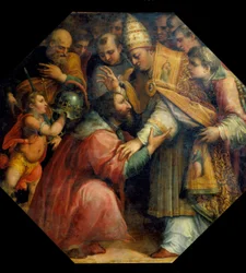 Möte mellan Francois I och Leon X i Bologna (Concordat of Bologna 1517), c.1558-62 (olja)