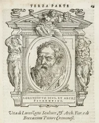Milano, Biblioteca Braidense, Vite de piv excellent, Giorgio Vasari 1568, Lorenzo Lotti kallad Il Lorenzetto