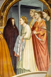 Mötet vid Gyllene porten, ca 1305 (fresco) Porten i Jerusalem, detalj, ca 1305 (fresco)