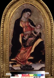""Jungfru och barn"" (Jungfru och barn). Målning av Giotto di Bondone (1267-1337). Valpsjuka på trä. National Museum of Fine Arts, Jekaterinburg (eller Jekaterinburg). Ryssland