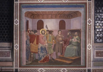 Kristus inför Kajafas (Cristo davanti a Caifa), av Giotto