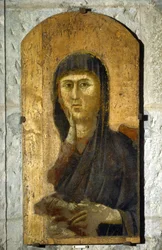 Madonna. Porträtt av Jungfrun mot guldbakgrund. Målning av Giotto di Bondone (1267 -1337), omkring 1290. Tempera på trä. Storlek: 81,5 x 41 cm. Borgo San Lorenzo, Pieve.
1610