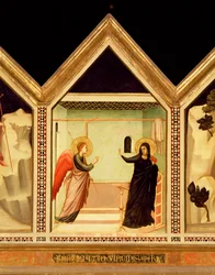 Annunciation, från St. Reparata Polyptych baksidan av central paneldetalj av 66558, se även 66557-68