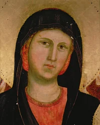 Madonna, från Madonna and Child Enthroned detalj av 66535 se även 66536, 66538 & 66539 altartavla