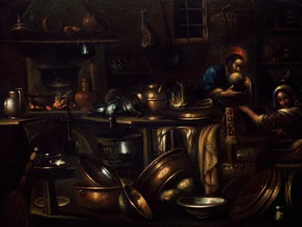Köksinredning, målning av Gian Domenico Valentino (1639-1715), Italien