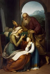 Jungfruns utbildning, Giovanni Carnovali (1804-1873), olja på duk, 205x140 cm. St Bartholomew Parish Church, Almenno. Italien