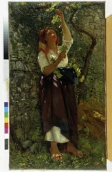 Målningen The Pruning of Vines av Giovanni Costa (1833-1902) Obligatoriskt omnämnande: Collection Fondation Regards de Provence, Marseille