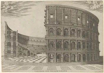 Sektion och höjd av Colosseum i Rom, 1581.