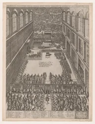 Mirror of Roman Magnificence: En påvlig sammankomst i Sixtinska kapellet, Michelangelos L..., 1582.