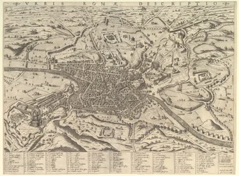 Mirror of Roman Magnificence: Vy över det moderna Rom från väst, 1590.