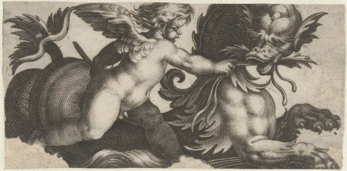 Putto matar ett havsmonster med ett löv Friser med havsmonster (serietitel)
