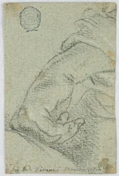 Teckning, studie: En vänsterhand i lutande ställning, ca 1650