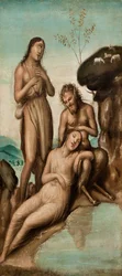 Polyphemus upptäcker Galatea och Acis, efter 1500 (olja på duk)