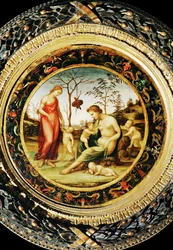 Venus terrestre med Eros och Venus celeste med Anteros och två amoriner ...