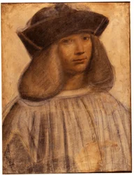 Porträtt av Francesco Melzi (v. 1491-1570) italiensk målare, elev och följeslagare (älskare) av Leonard de Vinci (teckning)