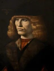 Porträtt av en ung man, ca 1500 (olja på panel)