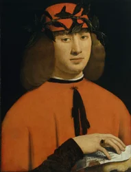 Porträtt av en ung man, ca 1500 (olja på panel)