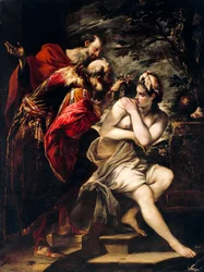 Susanna and Elders av Giovanni Antonio Burrini (1656-1727), olja på duk