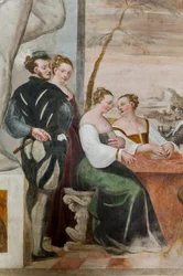 Kortspel, stora salen, ca 1570 (fresk)