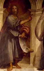 Jesaja, detalj från profeter, fresk, St Francis Church, St. Anne