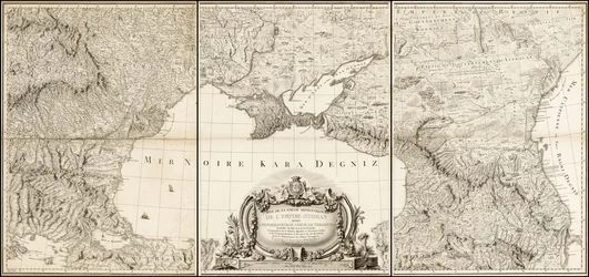 Karta från 1774 över Svarta havet med angränsande delar av det turkiska och ryska imperiet