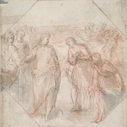 Simon Magus fall (recto); Jakobs och Johannes kallelse (eller Petrus och Andreas) (verso)
