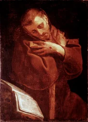 Saint Francois av Assisi i bönmålning av Giovan (Giovanni) Battista Crespi dit Il Cerano (cirka 1575-1632) Neapel, Pio Monte della Misericordia