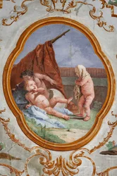 Gästboende, Puttis rum, medaljong med putti: "The Disguise"