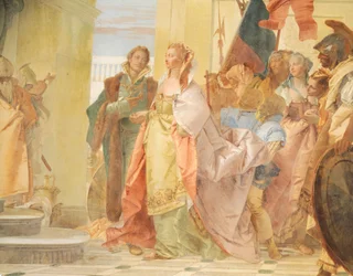 The Magnanimity of Scipio, av Giambattista Tiepolo (1696-1770), fresk, detalj, Villa Lombardi Cordellina, Montecchio Maggiore, Vicenza, Italien
