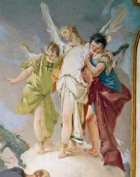 Abraham och änglar, av Giovanni Battista Tiepolo (1696-1770), fresk, Detalj, Patriarkaliska palatset, Guest Hall, Udine