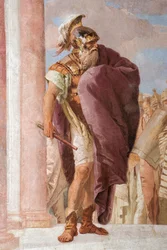 Detalj av Agamemnon, ur Minerva hindrar Akilles från att döda Agamemnon, från Iliadens rum i Palazzina