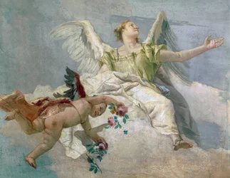 Änglarnas ära, av Giovanni Battista Tiepolo (1696-1770), fresk, detalj, renhetens oratorium, Udine
