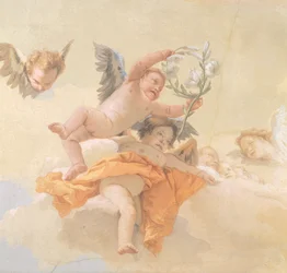 Änglarnas ära, av Giovanni Battista Tiepolo (1696-1770), fresk, detalj, renhetens oratorium, Udine