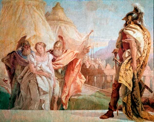 Iliaden av Homeros: "" Thaltybius et Eryrates emmeni förbannar den unge Agamemnon""" Fresk av Giambattista Tiepolo (1696-1770)