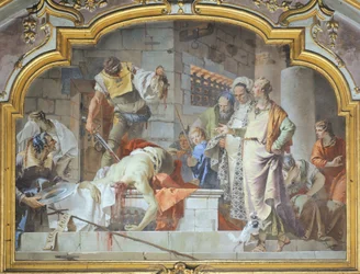 Italien, Bergamo, Colleoni-kapellet, halshuggning av Johannes Baptist