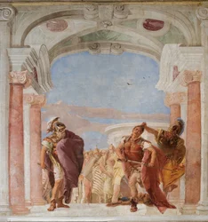 Minerva hindrar Achilles från att döda Agamemnon, från Iliadens rum i Palazzina