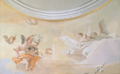 The Assumption, av Giambattista Tiepolo (1696-1770), fresk, detalj, Oratory of Purity, Udine