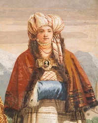 Vintervandring, av Giambattista Tiepolo (1696-1770), fresk, detalj, The Gothic Room, Guest Quarters of Villa Valmarana ai Nani, Vicenza, Italien