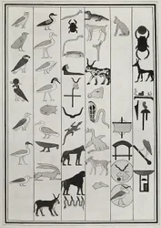 Ritningar av dekorationerna inifrån farao Psammetic I:s grav, reproducerade 1817 av Giovanni Battista Belzoni, inrymt i British Museum, London