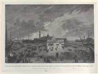 Nattvy av processionen på julafton för dogen och den venetianska senaten till San G..., 1763.