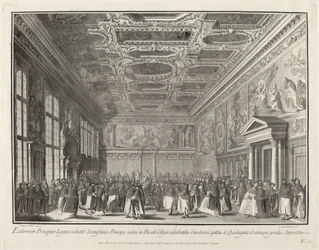 Mottagning av dogen av utländska ambassadörer i Sala del Collegio, 17631766.
