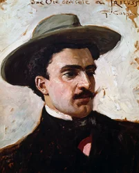 Porträtt av Trilussa, anagrammatisk pseudonym för Carlo Alberto Camillo Mariano Salustri (Rom