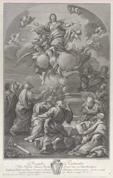 Jungfruns antagande, som reser sig från graven omgiven av apostlar, 1778.