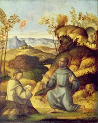 S:t Franciskus tar emot stigmata (olja på pannå)