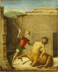 Theseus dödar Minotauros, 1505