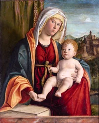 Virgin and Child par Cima da Conegliano, Giovanni Battista (ca 1459-1517). Olja på trä, storlek: 84x71,7, sent 1400-tal, Cini Foundation, Venedig