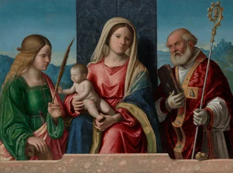 Jungfru och barn med Saints Catherine och Nicholas